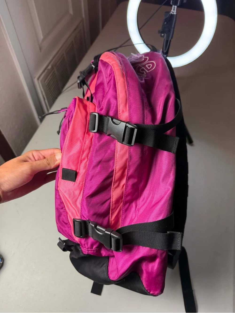 Supreme 19AW Backpack Rucksack Bag Magenta Purple Pink Used LIFE-0